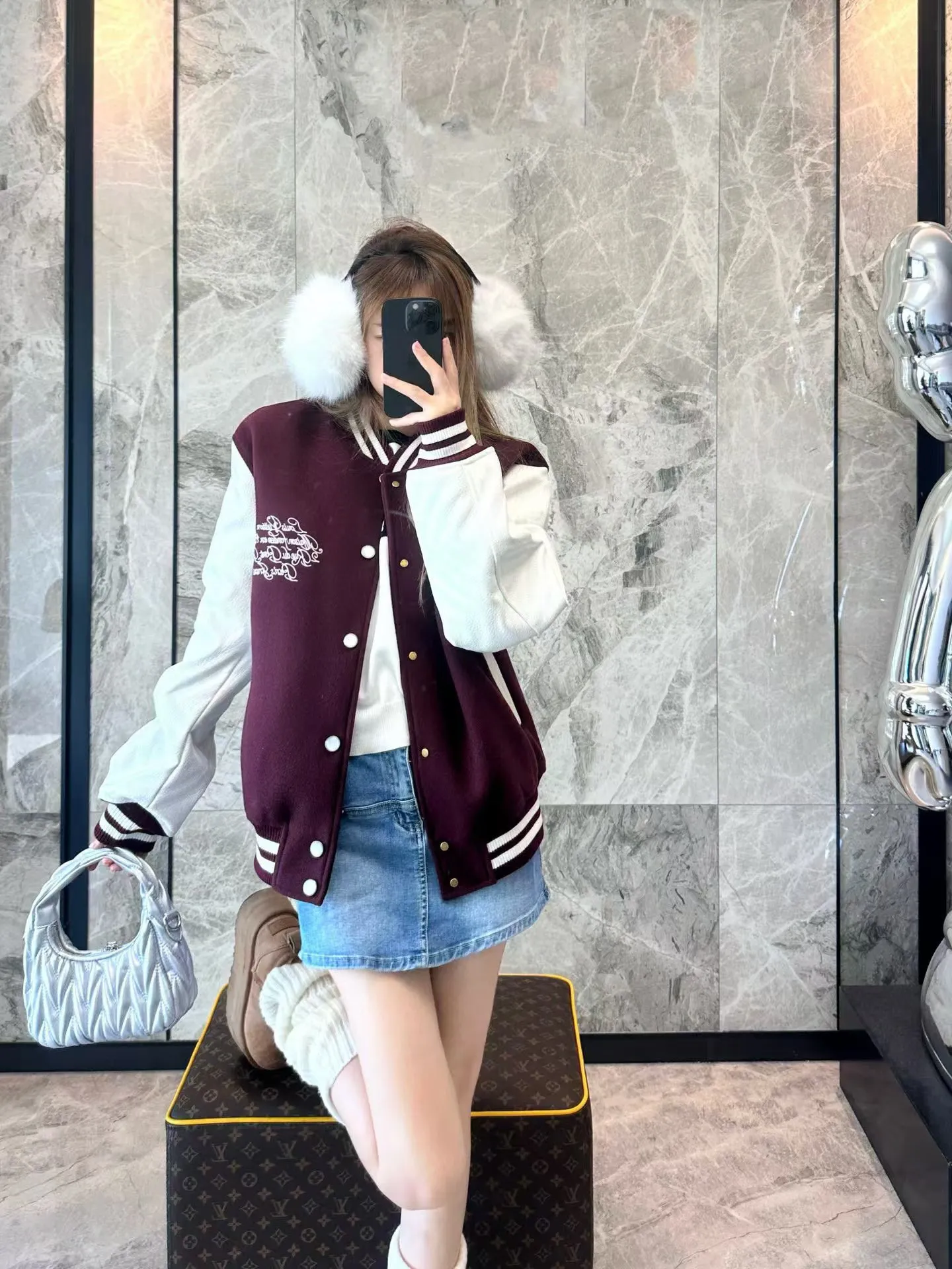 Louis Vuitton 24Fw embroidered logo jersey baseball jacket